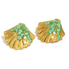 Wholesale Women's Geometric Stainless Steel 18K Goldplated Green Enamel Shell Stud Earrings With Pvd Furnace Vacuum Real Gold Plating