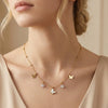 Wholesale Women's Geometric Stainless Steel 18K Goldplated Necklace With Butterfly Design And Diamond Inlay And Calendering Chain