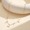 Wholesale Women's Geometric Stainless Steel 18K Goldplated Necklace With Butterfly Design And Diamond Inlay And Calendering Chain