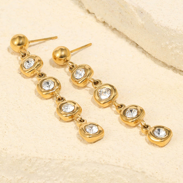 Wholesale Women's Geometric Stainless Steel 18K Goldplated Niche Style Earrings