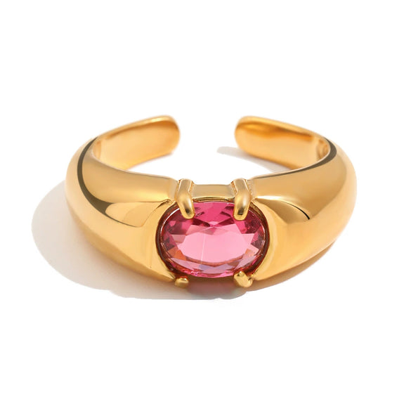Wholesale Women's Geometric Stainless Steel 18K Goldplated Open Ring Jewelry Accessories