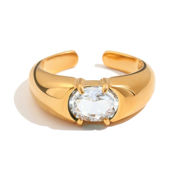 Wholesale Women's Geometric Stainless Steel 18K Goldplated Open Ring Jewelry Accessories