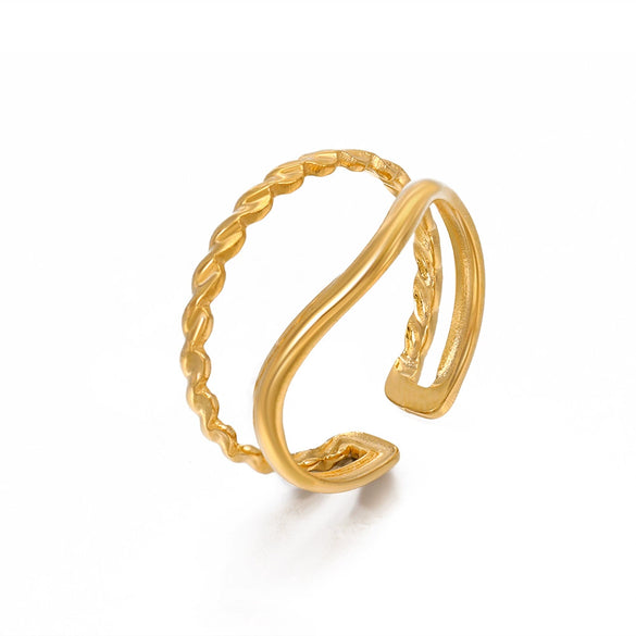 Wholesale Women's Geometric Stainless Steel 18K Goldplated Opening Adjustable Ring