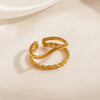 Wholesale Women's Geometric Stainless Steel 18K Goldplated Opening Adjustable Ring