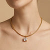 Wholesale Women's Geometric Stainless Steel 18K Goldplated Pendant Necklace With Snake Bone Chain