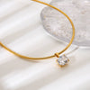 Wholesale Women's Geometric Stainless Steel 18K Goldplated Pendant Necklace With Snake Bone Chain