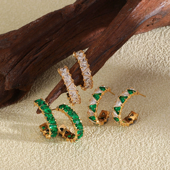 Wholesale Women's Geometric Stainless Steel 18K Goldplated Stud Earrings