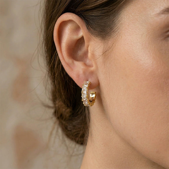Wholesale Women's Geometric Stainless Steel 18K Goldplated Stud Earrings