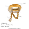 Wholesale Women's Geometric Stainless Steel 18K Goldplated Tassel Chain Water Drop Zircon Ring Niche Style Jewelry