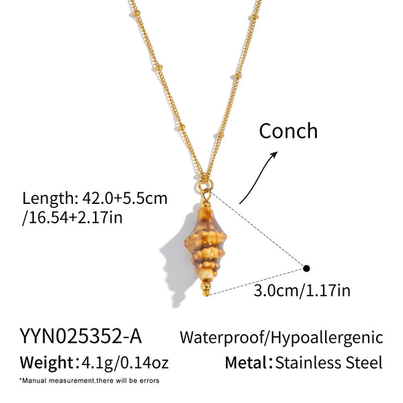 Wholesale Women's Geometric Stainless Steel 18K Real Gold Plated Bead Chain Pendant Necklace With Pvd Furnace Vacuum Real Gold Plating