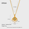 Wholesale Women's Geometric Stainless Steel Necklace Set With Vintage Compass Sun Pendant 18K Gold Plated