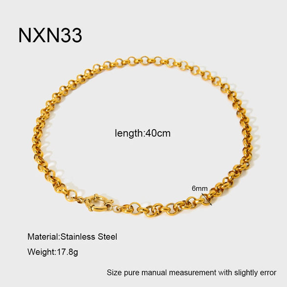 Wholesale Women's Geometric Stainless Steel Necklace With 18K Gold Electroplated Chain Ins Style Jewelry