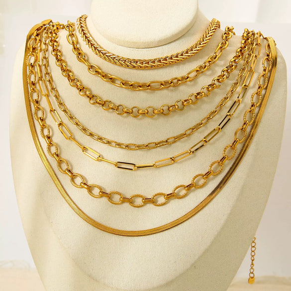 Wholesale Women's Geometric Stainless Steel Necklace With 18K Gold Electroplated Chain Ins Style Jewelry