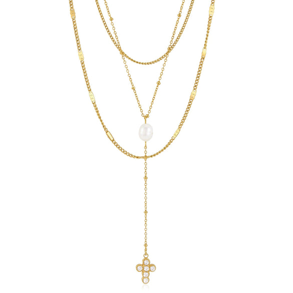 Wholesale Women's Geometric Stainless Steel Necklace With Pvd Furnace Vacuum Real Gold Plating