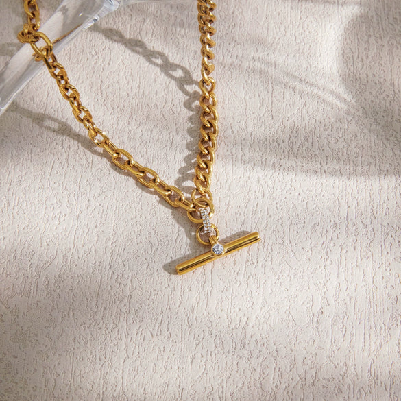 Wholesale Women's Geometric Stainless Steel Necklace With Pvd Furnace Vacuum Real Gold Plating
