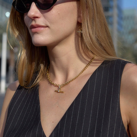 Wholesale Women's Geometric Stainless Steel Necklace With Pvd Furnace Vacuum Real Gold Plating