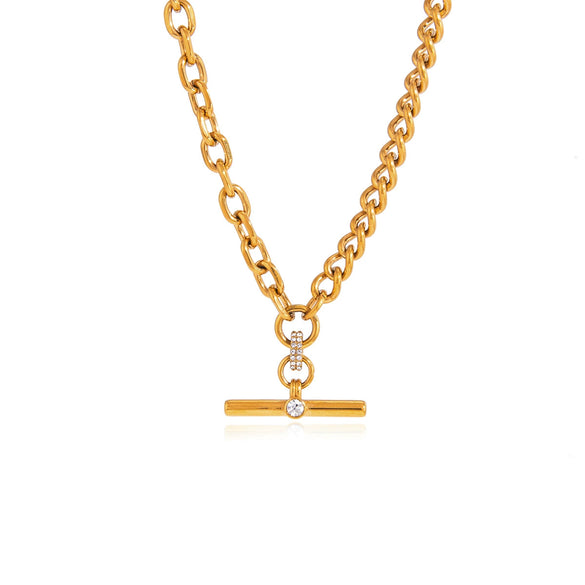 Wholesale Women's Geometric Stainless Steel Necklace With Pvd Furnace Vacuum Real Gold Plating