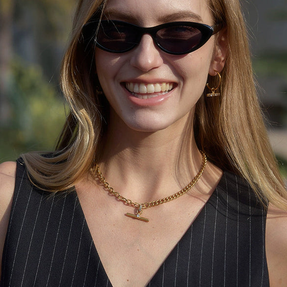 Wholesale Women's Geometric Stainless Steel Necklace With Pvd Furnace Vacuum Real Gold Plating