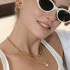 Wholesale Women's Geometric Stainless Steel Necklace With Pvd Furnace Vacuum Real Gold Plating