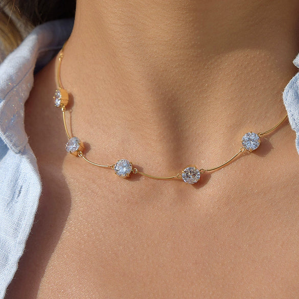Wholesale Women's Geometric Stainless Steel Necklace With Vacuum Real Gold Plating In Pvd Furnace