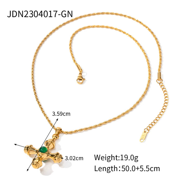 Wholesale Women's Geometric Stainless Steel Necklace With Vacuum Real Gold Plating In Pvd Furnace