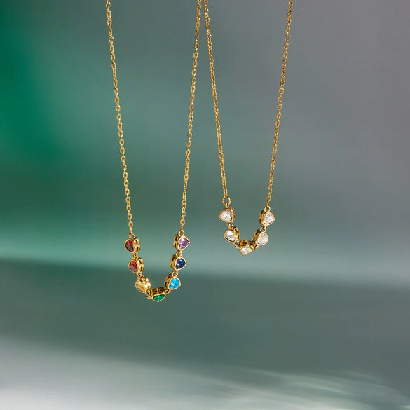 Wholesale Women's Geometric Stainless Steel Necklace With Vacuum Real Gold Plating In Pvd Furnace