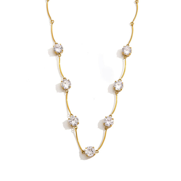 Wholesale Women's Geometric Stainless Steel Necklace With Vacuum Real Gold Plating In Pvd Furnace