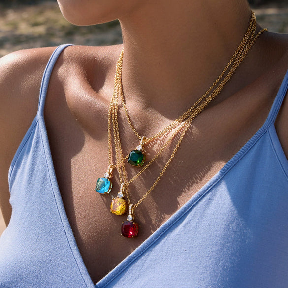 Wholesale Women's Geometric Stainless Steel Necklace With Vacuum Real Gold Plating
