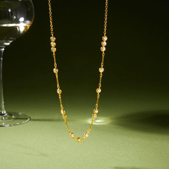 Wholesale Women's Geometric Stainless Steel Necklace With Vacuum Real Gold Plating