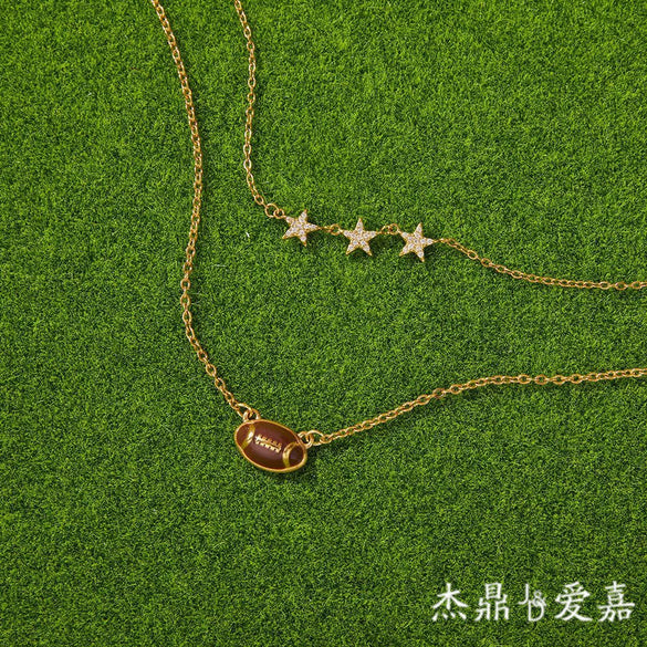 Wholesale Women's Geometric Stainless Steel Necklace With Vacuum Real Gold Plating