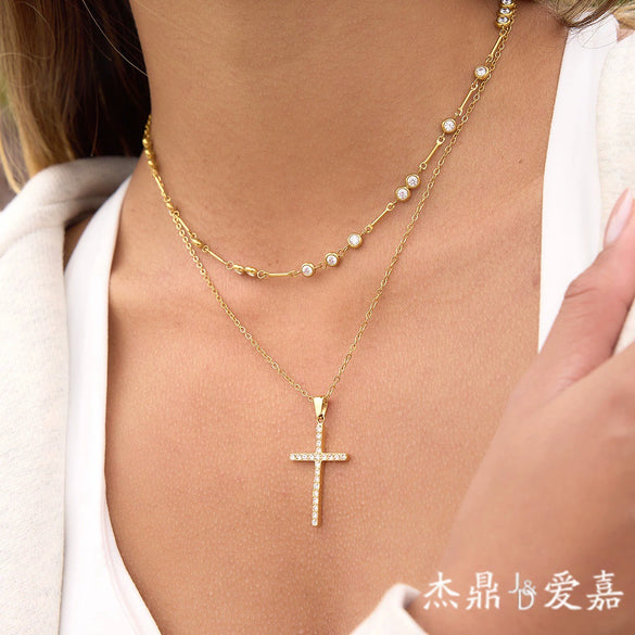 Wholesale Women's Geometric Stainless Steel Necklace With Vacuum Real Gold Plating