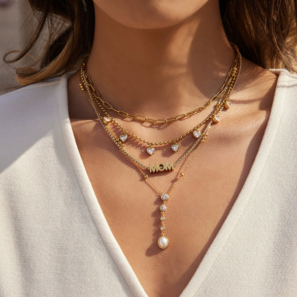 Wholesale Women's Geometric Stainless Steel Necklace With Vacuum Real Gold Plating