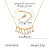 Wholesale Women's Geometric Stainless Steel Necklace With Water Drop Zircon Pendant Real Gold Plated In The Furnace