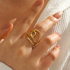 Wholesale Women's Geometric Stainless Steel Open Ring 18K Gold Plated