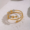 Wholesale Women's Geometric Stainless Steel Open Ring With Pvd Furnace Vacuum Real Gold Plating