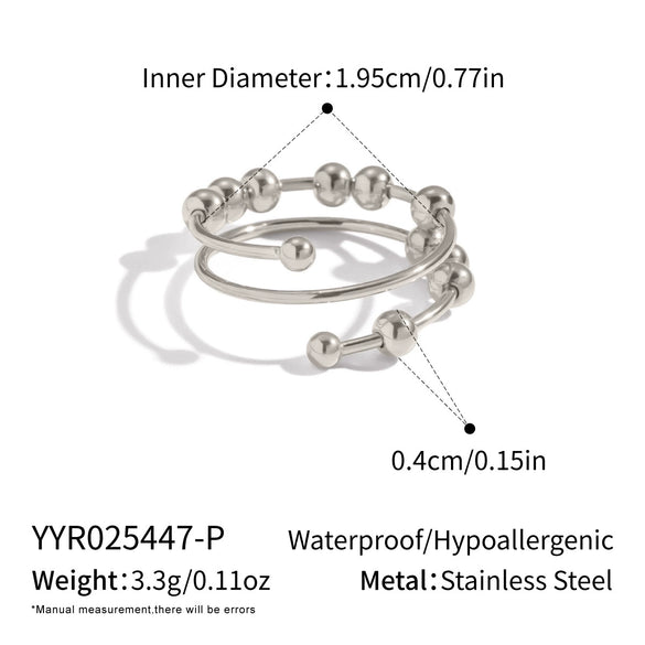 Wholesale Women's Geometric Stainless Steel Open Ring With Pvd Furnace Vacuum Real Gold Plating