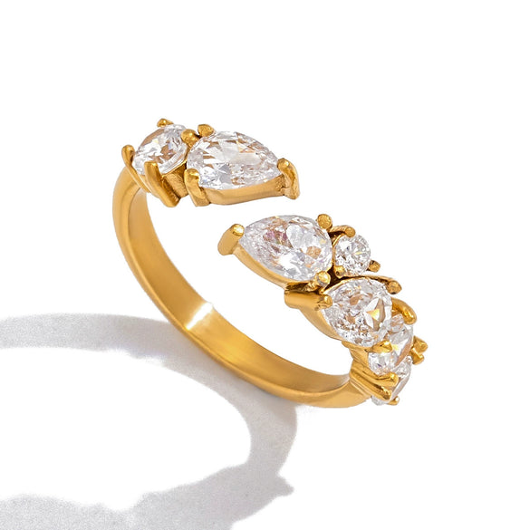 Wholesale Women's Geometric Stainless Steel Open Ring With Vacuum Real Gold Plating In Pvd Furnace Accessories Jewelry
