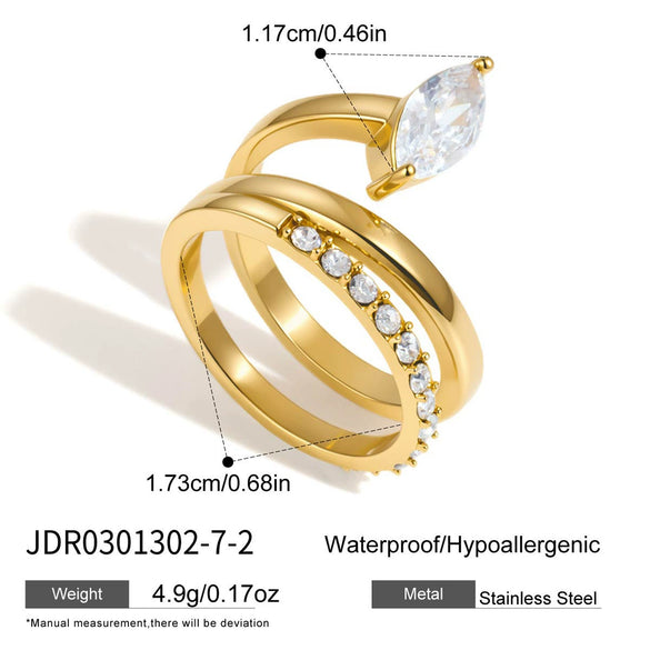 Wholesale Women's Geometric Stainless Steel Open Ring With Vacuum Real Gold Plating In Pvd Furnace Accessories Jewelry