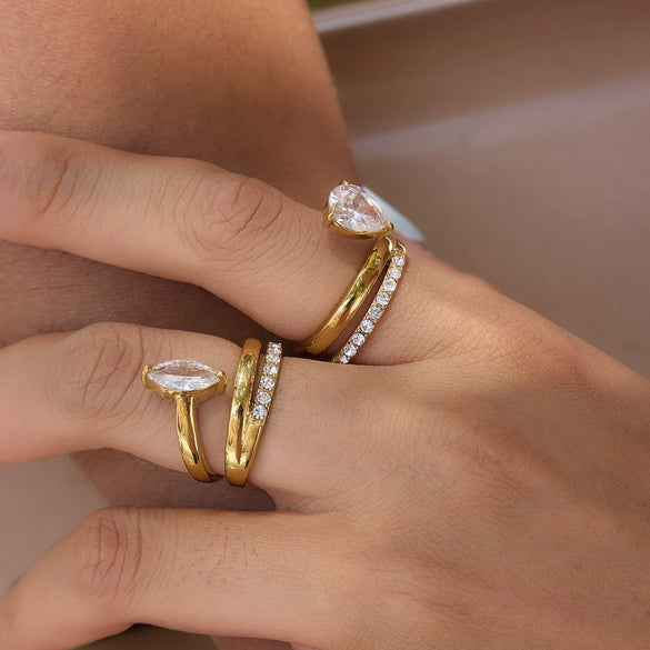 Wholesale Women's Geometric Stainless Steel Open Ring With Vacuum Real Gold Plating In Pvd Furnace Accessories Jewelry