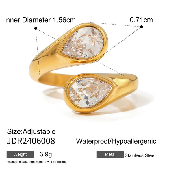 Wholesale Women's Geometric Stainless Steel Open Ring With Vacuum Real Gold Plating In Pvd Furnace Accessories Jewelry