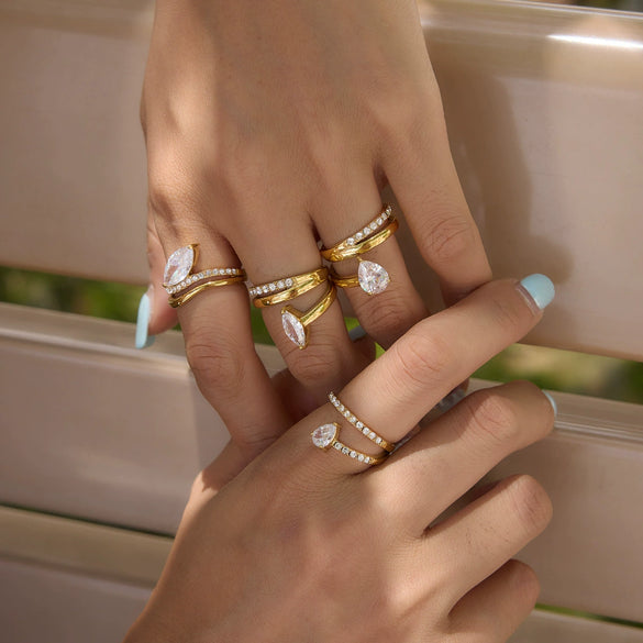 Wholesale Women's Geometric Stainless Steel Open Ring With Vacuum Real Gold Plating In Pvd Furnace Accessories Jewelry