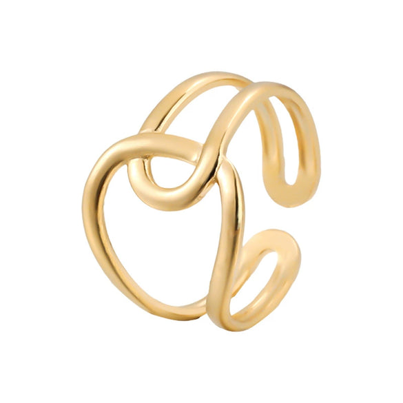 Wholesale Women's Geometric Stainless Steel Opening Ring With Electroplating Treatment