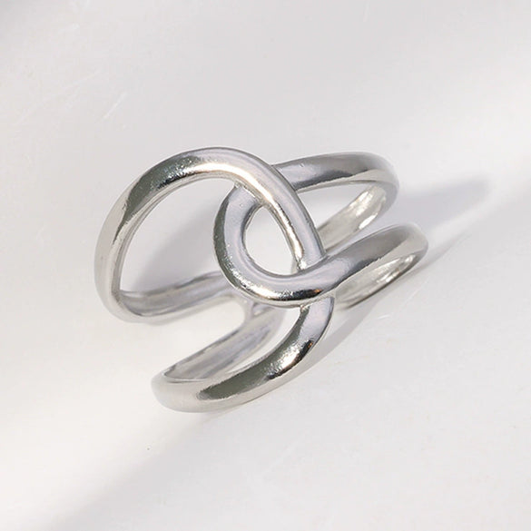 Wholesale Women's Geometric Stainless Steel Opening Ring With Electroplating Treatment