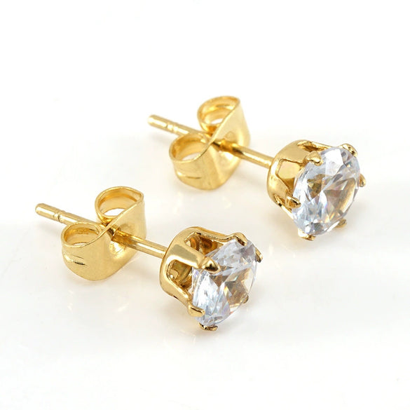 Wholesale Women's Geometric 316L Stainless Steel Pearl And Diamond Earrings With Electroplating