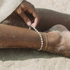 Wholesale Women's Geometric Stainless Steel Pearl Double Anklet Jewelry With Electroplating And Quiet Design Fashion