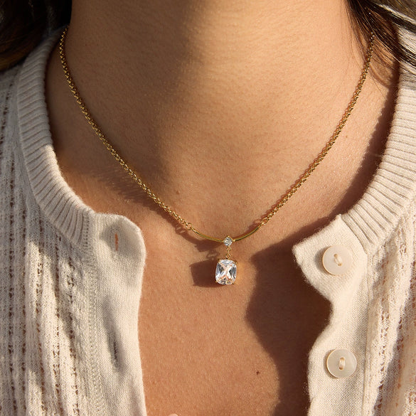Wholesale Women's Geometric Stainless Steel Pendant Necklace With Vacuum Real Gold Plating In Pvd Furnace