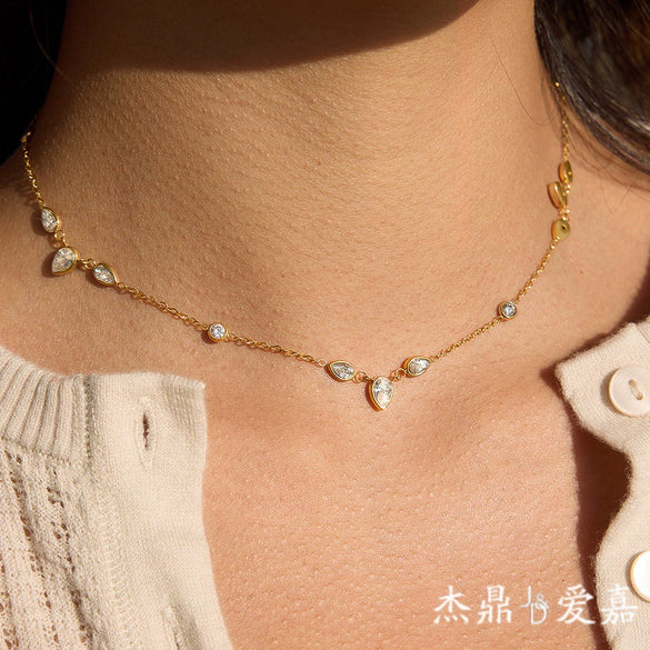 Wholesale Women's Geometric Stainless Steel Pendant Necklace With Vacuum Real Gold Plating In Pvd Furnace