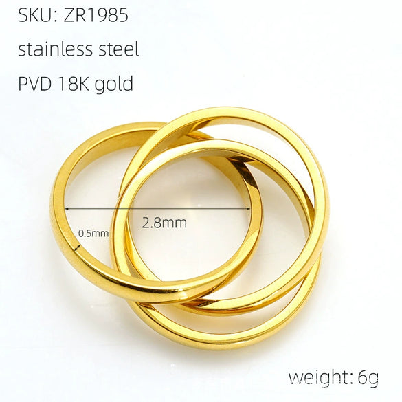 Wholesale Women's Geometric Stainless Steel Polished Electroplated Ins Style Multilayered Glossy Plain Ring