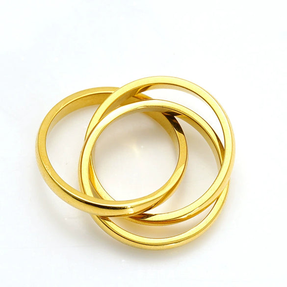 Wholesale Women's Geometric Stainless Steel Polished Electroplated Ins Style Multilayered Glossy Plain Ring