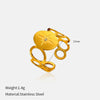 Wholesale Women's Geometric Stainless Steel Polished Plated Open Ring Jewelry